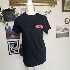 Jesus loves you Black Graphic Tee with Pink Logo